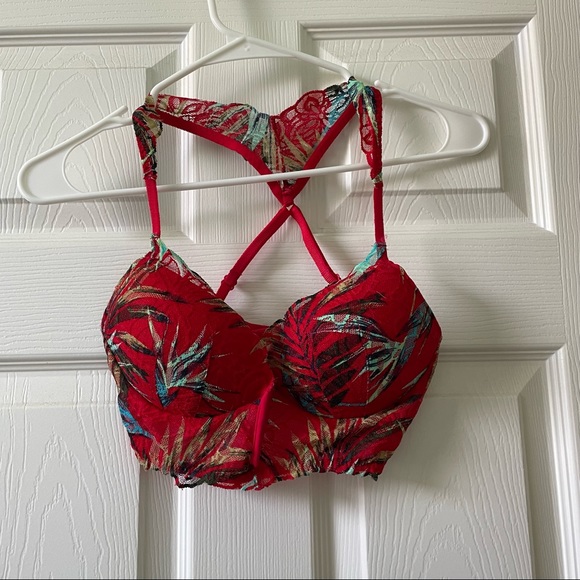 LAST CHANCE V-neck crossback Victoria’s Secret PINK Hawaiian Floral Bralette Bra - Picture 1 of 4